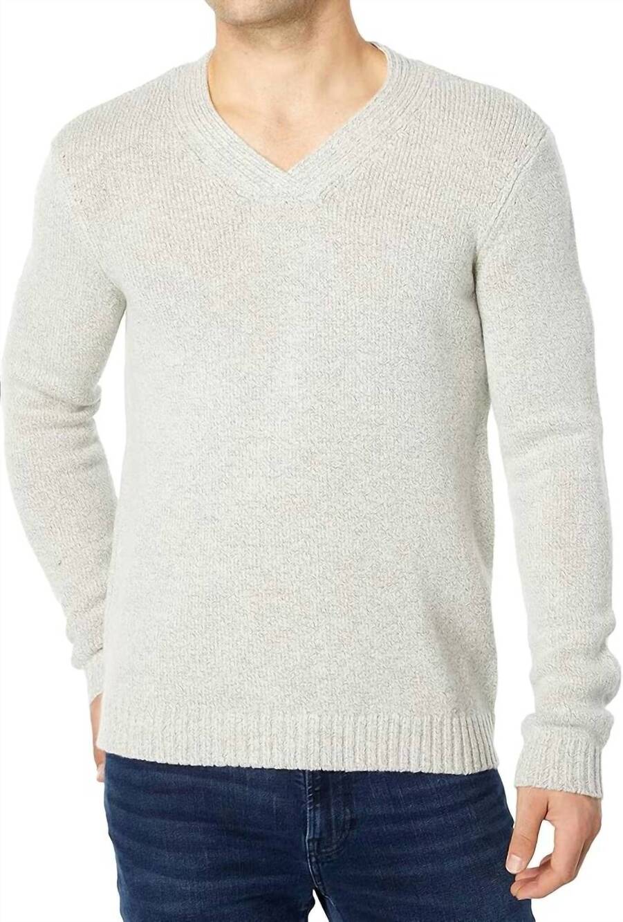 NEW PAIGE langston v-neck wool sweater in fresh linen marl